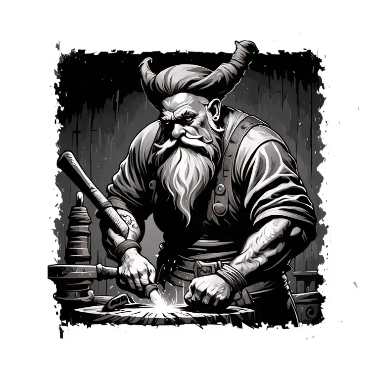 Dwarves Blacksmith Working