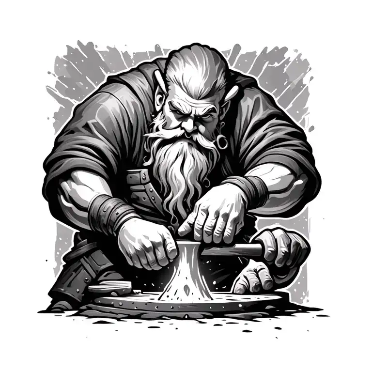 Dwarves Blacksmith Working