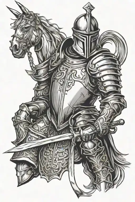 Knight In Armor In Dark Fantasy Style