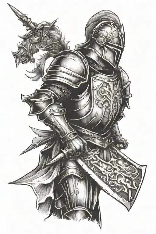 Knight In Armor In Dark Fantasy Style