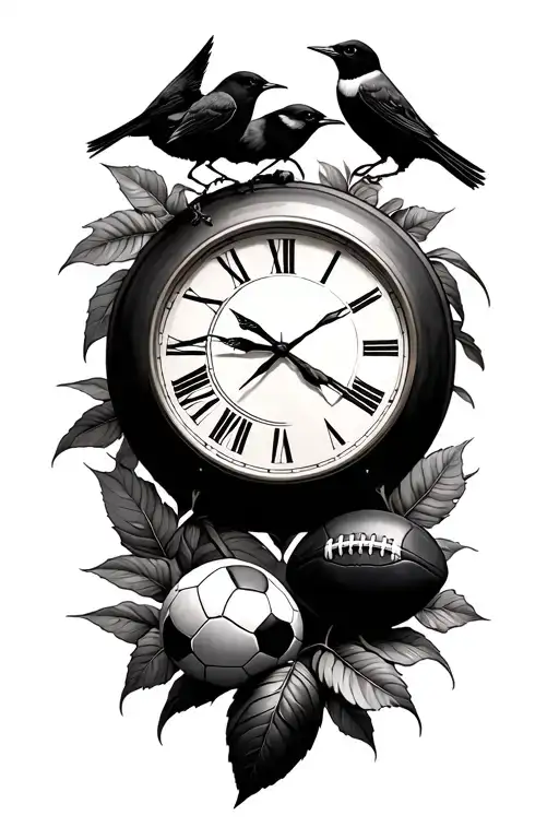 Sun Birds Clock Football Leaves Cordinates
