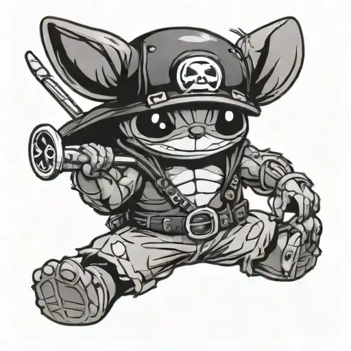 Stitch Cosplaying As Zoro From One Piece Anime