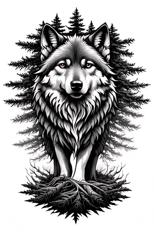 Tree Of Life Wolf In Pines