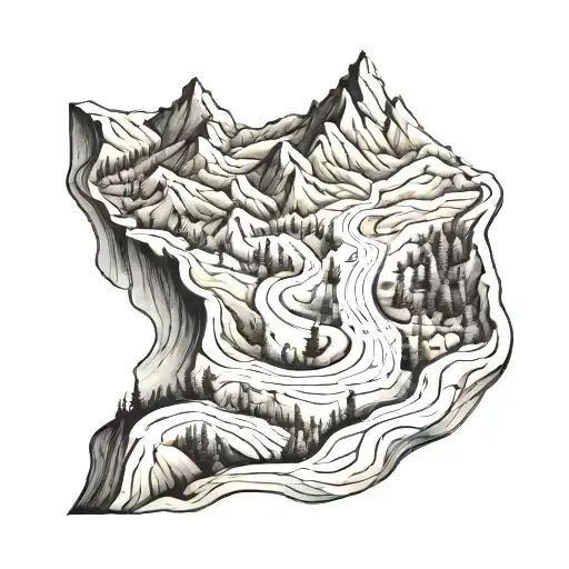 Map Of Mountain Road Winding