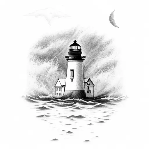 A Lighthouse Perched On A Boat Amidst Crashing Waves