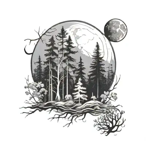 Forest And Moon Surrounded