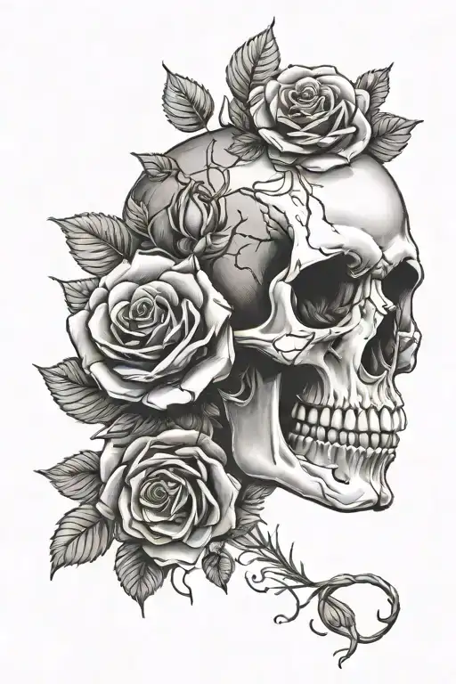 Skull And Rose Realist