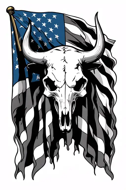 Bull Skull And Flag