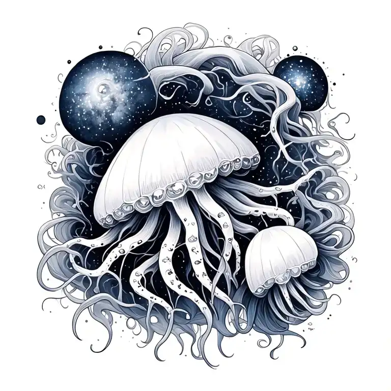 White Meduse And Galaxy