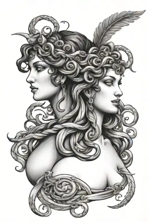 Medusa And Athena Goddess