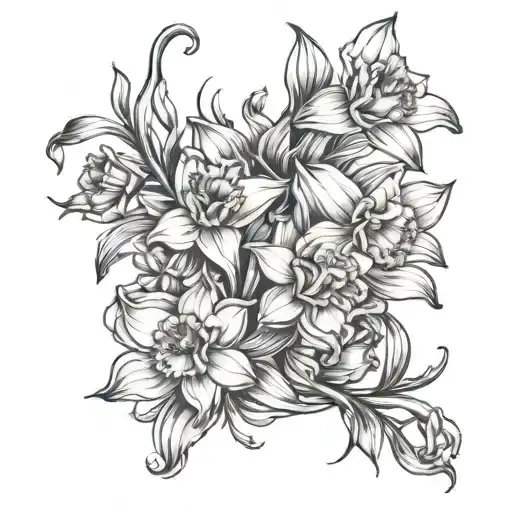 Wrap Around Forearm Vine With Daffodils