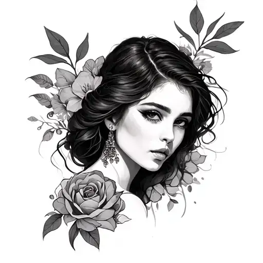 Female Tattoo Sleeve Sketch Minimalism