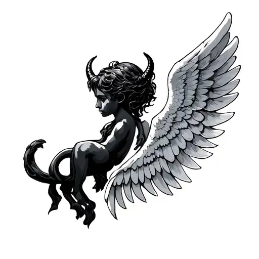 A Small Wing Of An Angel And Another From A Small Devil