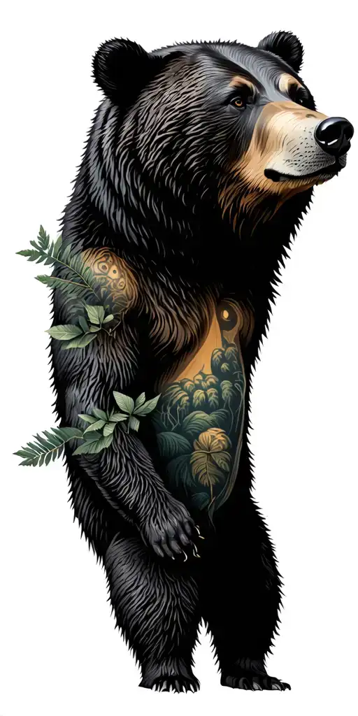Bear In A Forest Scene With A Hidden