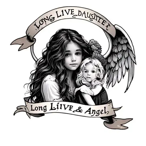 His Daughter With Words Saying Long Live Angel
