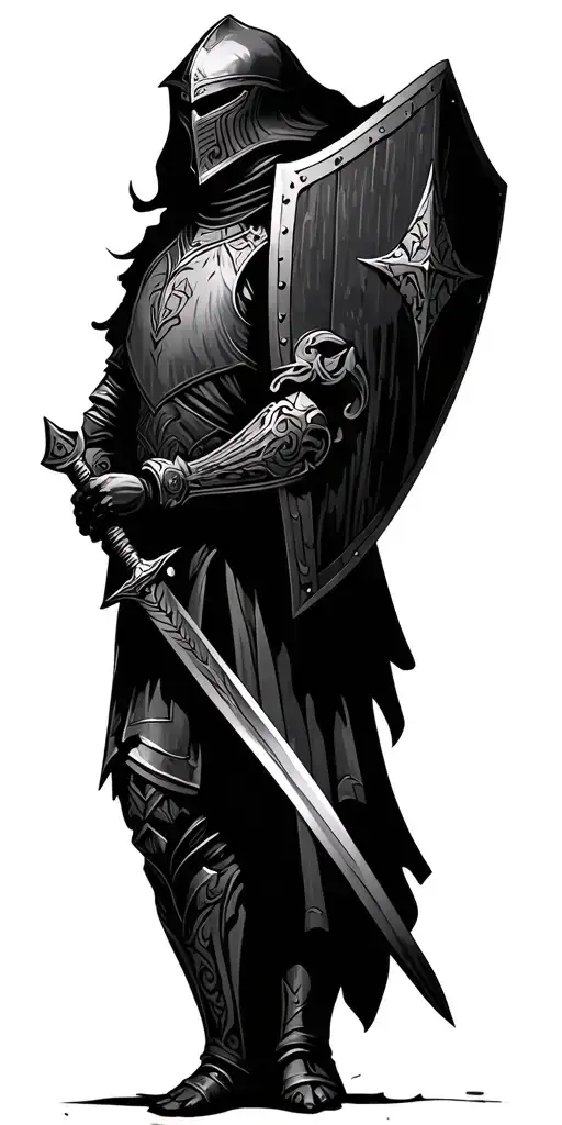 Knight Holding A Shield And Sord