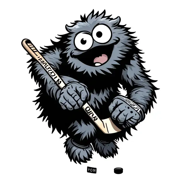 Cookie Monster Playing Hockey