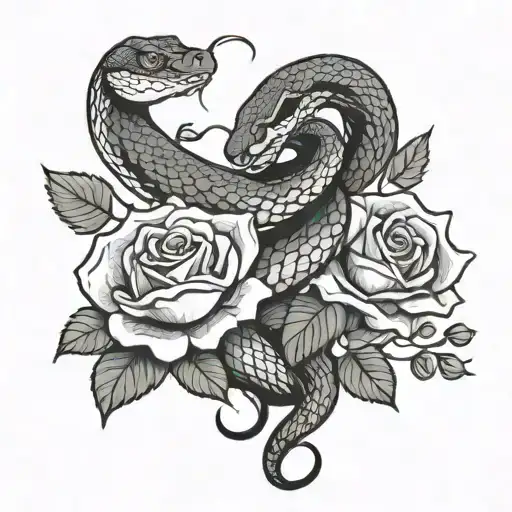 Snake And Roses