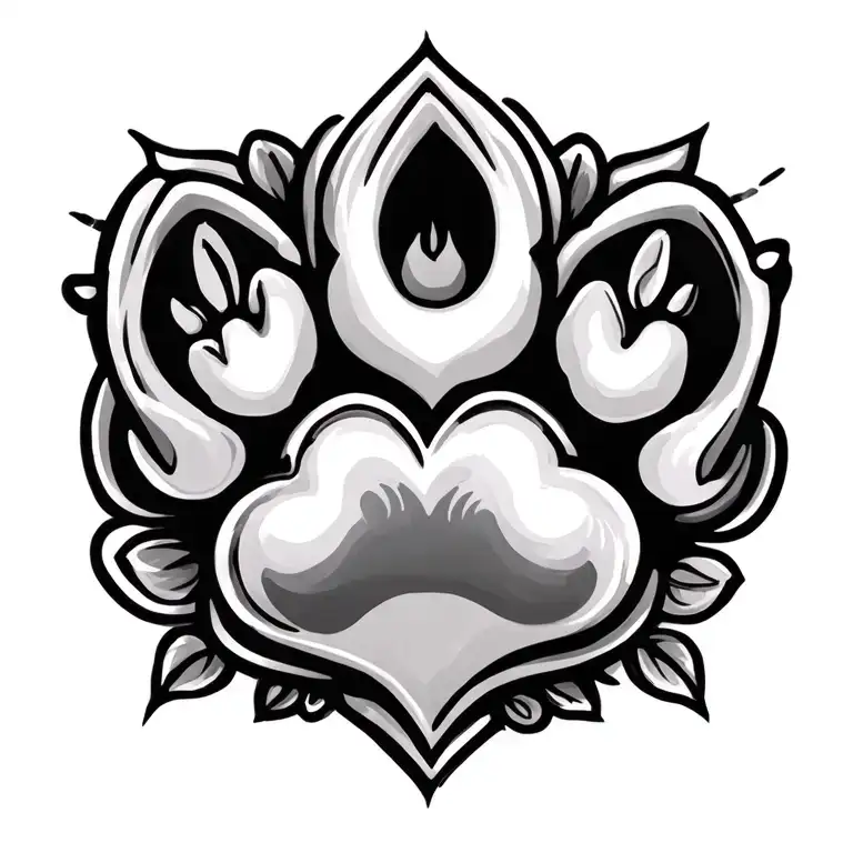 Dog Paw Print And Heart