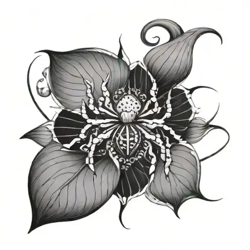 Spider On The Background Of A Lotus Decorated