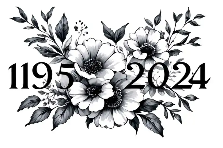 1955 And 2024 Roman Numerals With Flowers