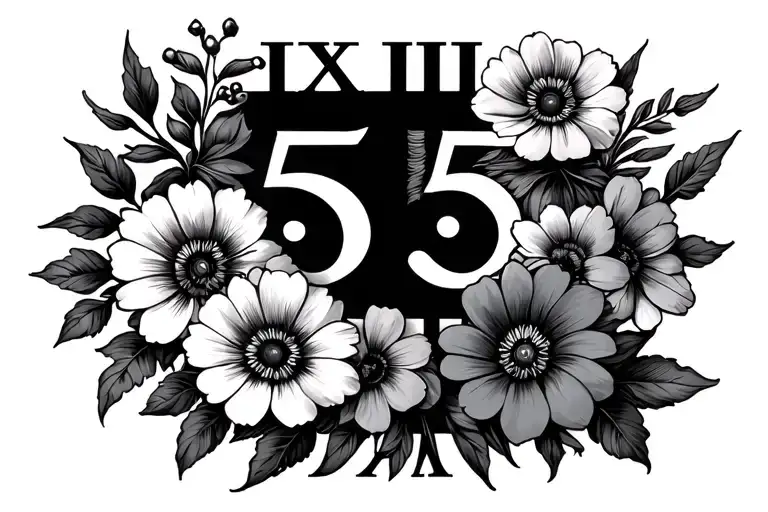 1955 And 2024 Roman Numerals With Flowers