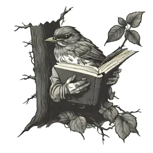 Robin Reading Under A Tree