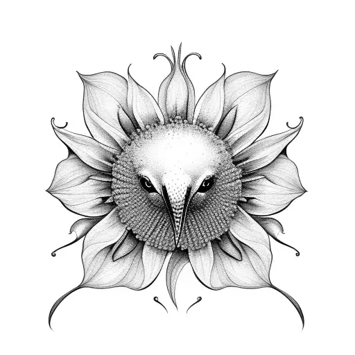 Hummingbird With Sunflowers