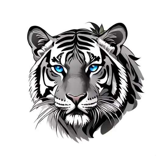 Tiger With Blu Eyes A Rose