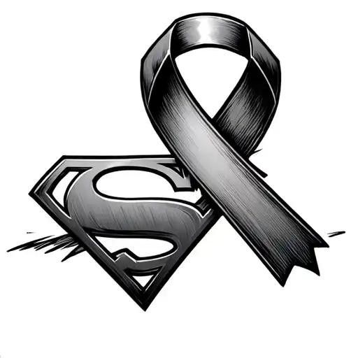 Superman Logo With Cancer Ribbon Wrapped