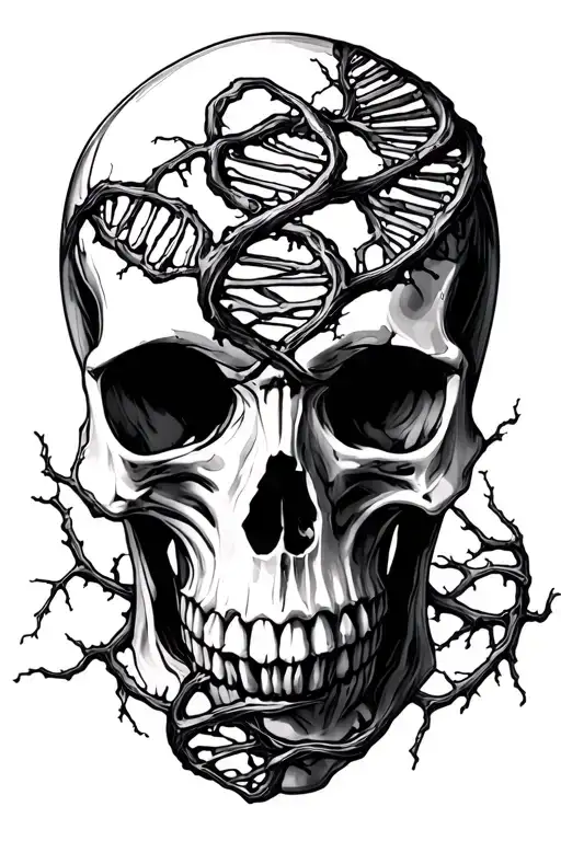 Skull Above A Dna Branch