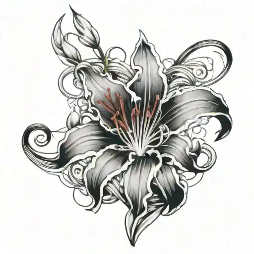 Japenese Red Spider Lilly With A Vine Wrapping Around A Person's Forearm