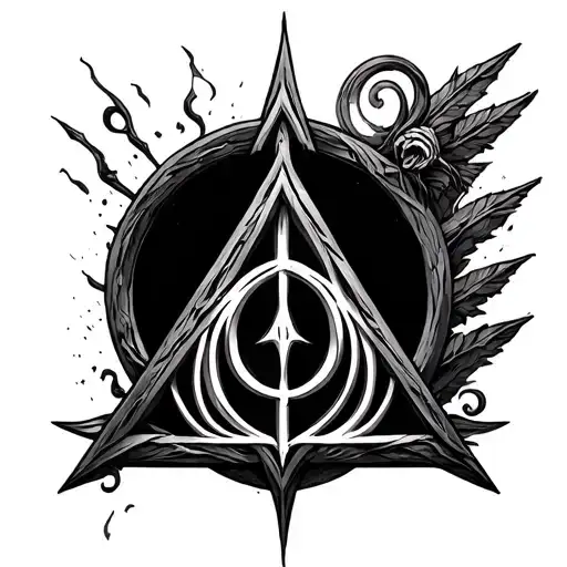 Deathly Hallows Symbol Integrated With Elements