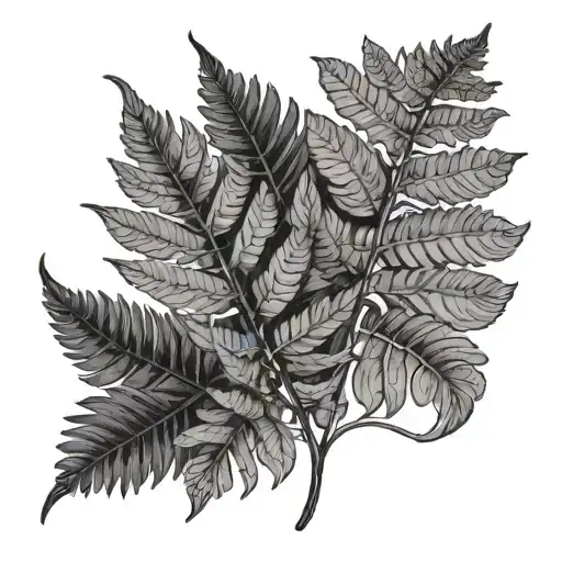Fern Leaf In The Mountains With The Inscription Light