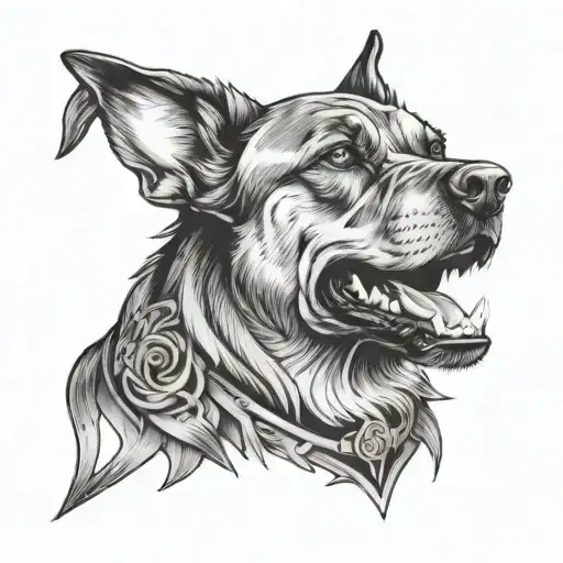 A Tattoo For The Upper Arm For Men With The Theme Dog
