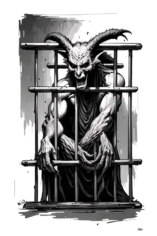 Demon In Jail Cell With Bars