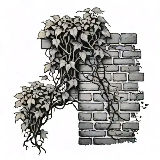 Rustic Brick Wall With Invasive Vines Covering It Sunset Background