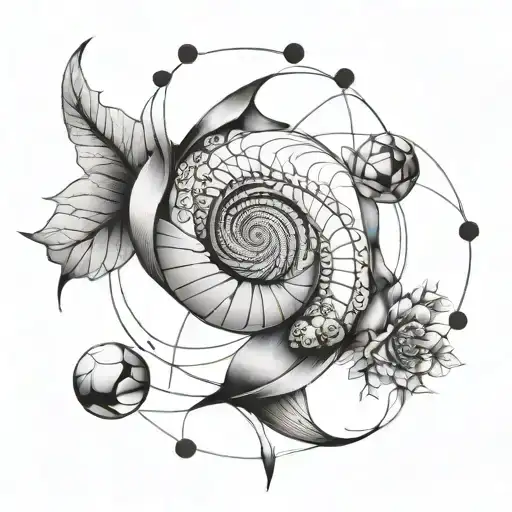 A Tattoo Design Incorporating The Fibonacci Sequence And A Crystal Formation
