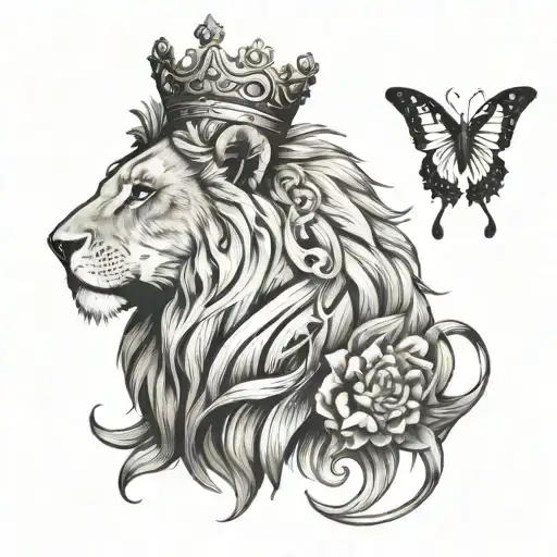 Half Butterfly Half Lion Wearing A Crown