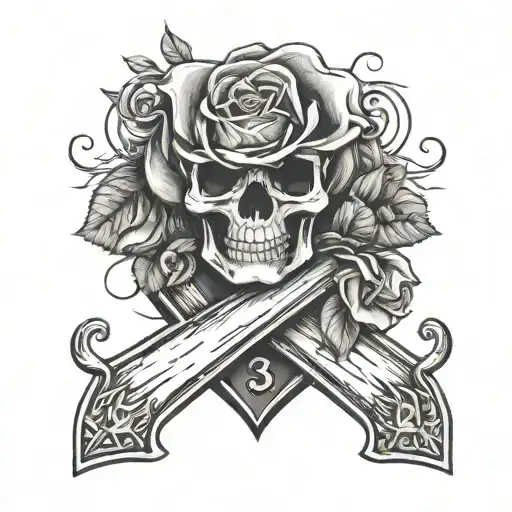 American Football And Roses With The Number 3 And A Cross