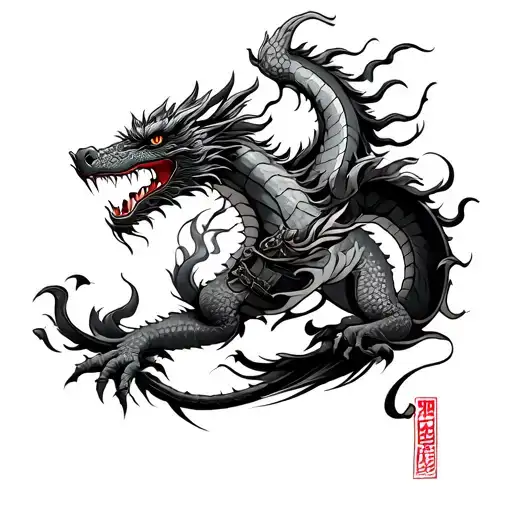 Dragon Samurai Warrior Leg Sleeve