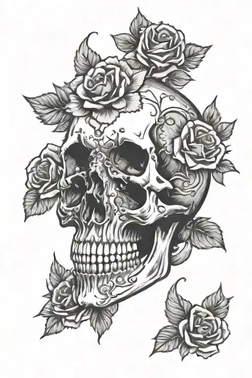 Skull And Flowers