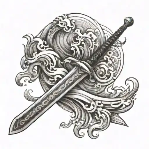 Sword With Waves Flowing