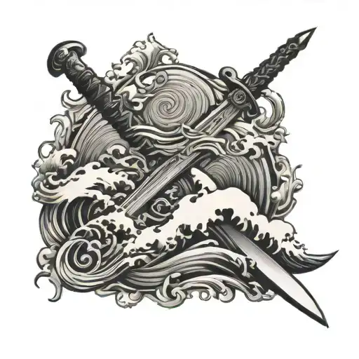 Sword With Waves Flowing Fineline