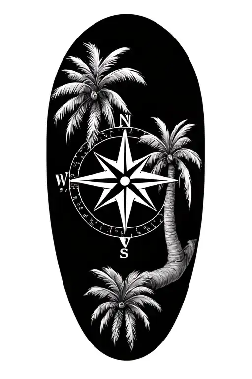 Palm Trees Compass Intertwined