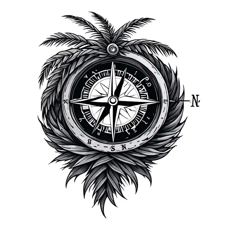 Palm Trees Compass Intertwined