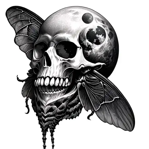Moth Skull And Moon Inside Of It