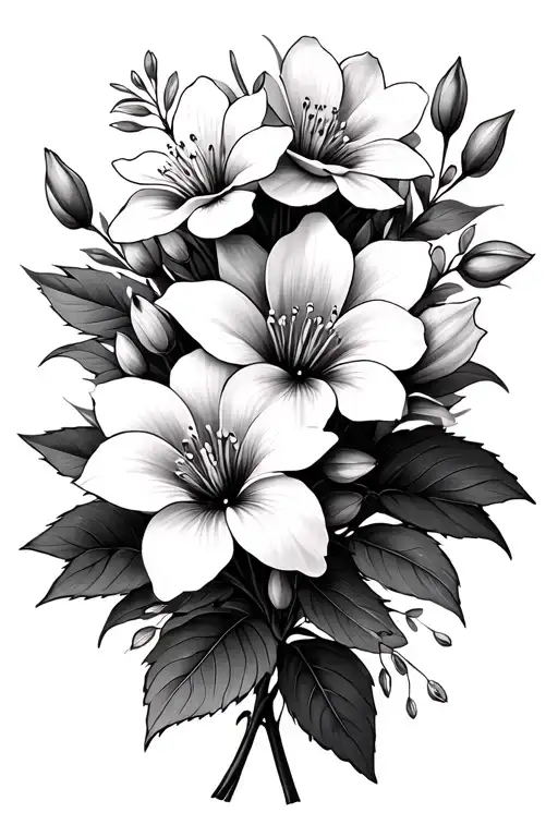 Bouquet Of Flowers Including Some Jasmine Flowers