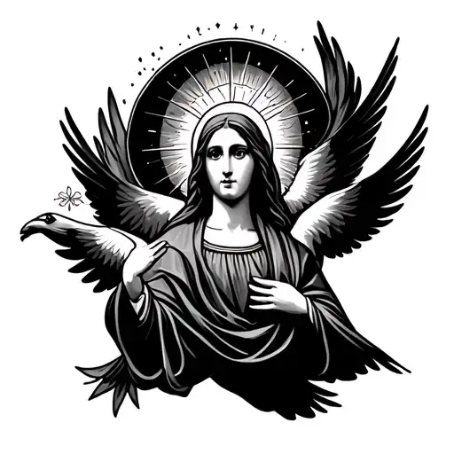 Virgin Mary And Paloma Flying