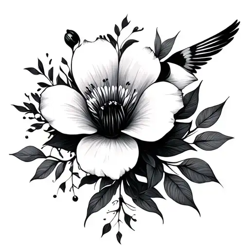 3 Connecting Flowers Or Birds Black And White Small Feminine